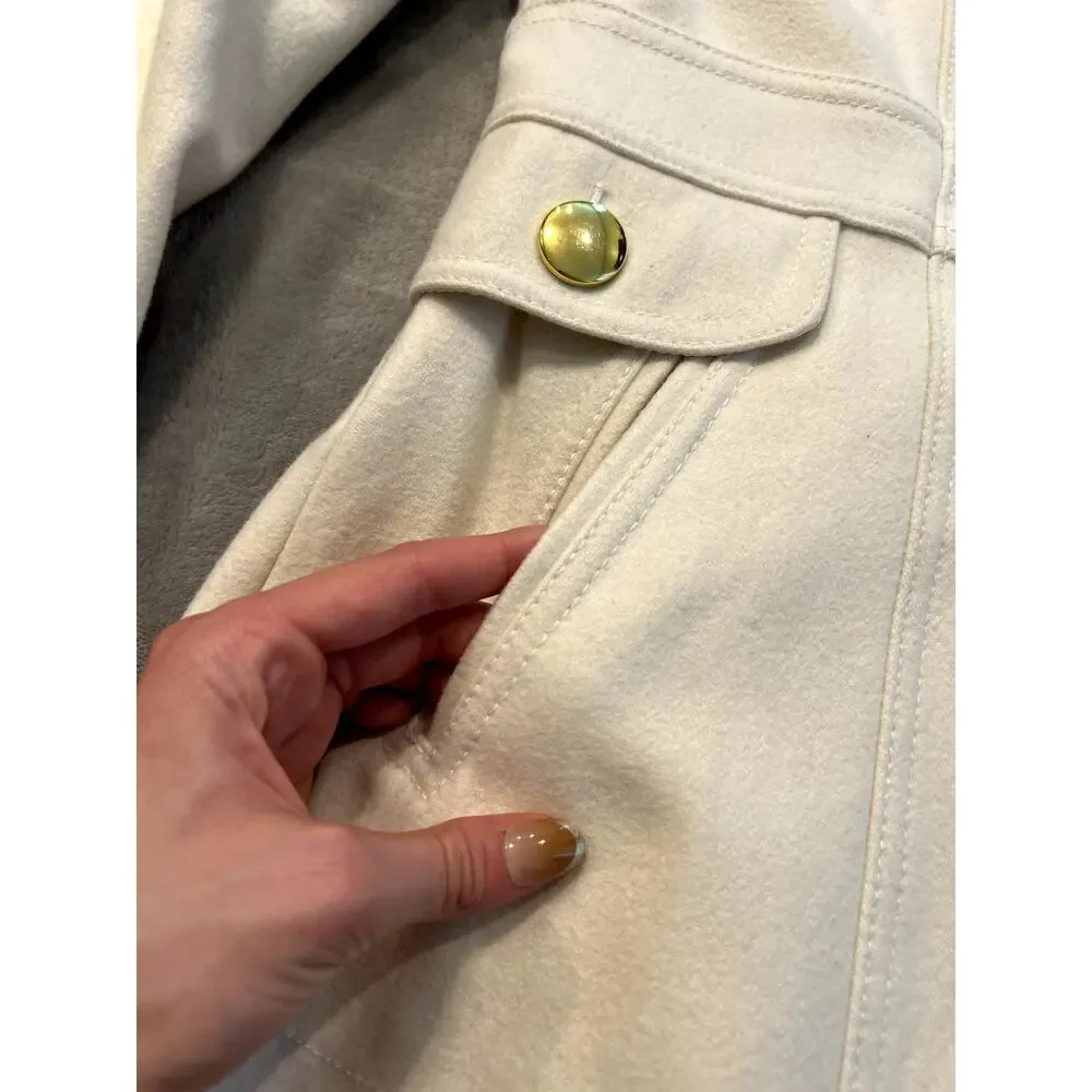 Gapkids Cream Double-Breasted Peacoat Wool Quiet Luxury Old Money Academia